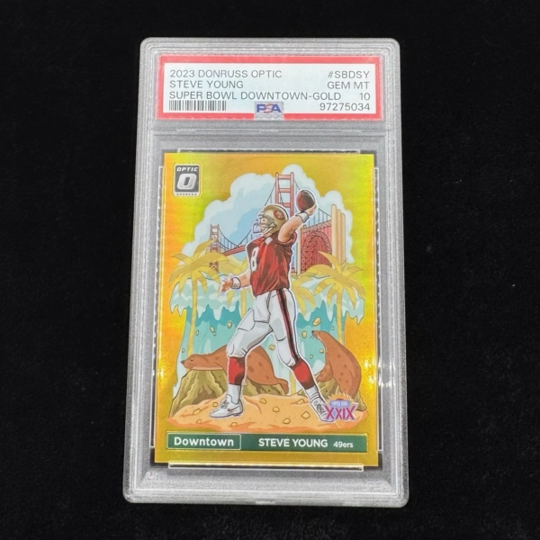2023 Panini Donruss Downtown! Steve Young Gold /10 PSA 10 MT GEM