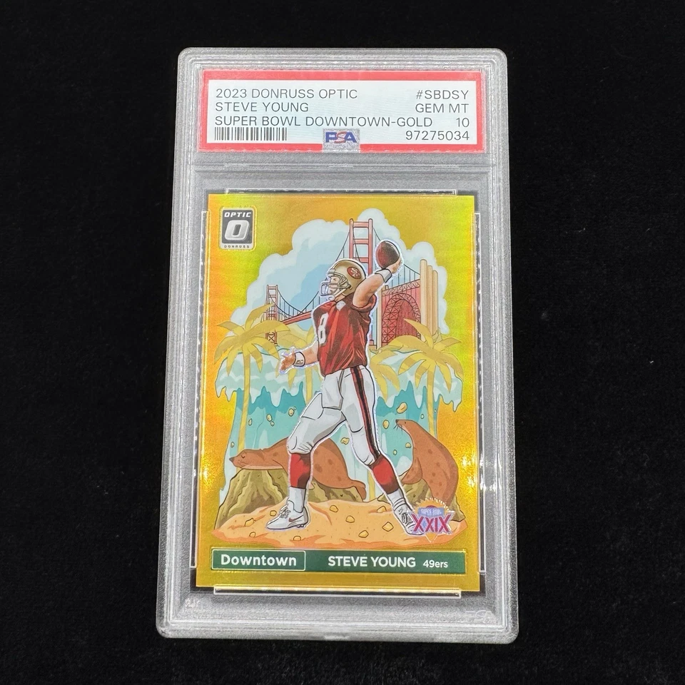2023 Panini Donruss Downtown! Steve Young Gold /10 PSA 10 MT GEM