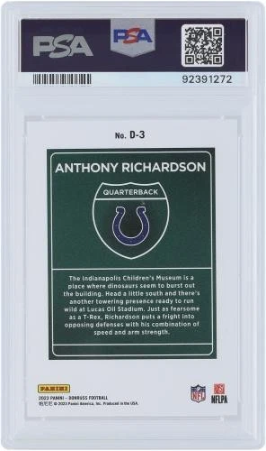 Anthony Richardson Colts 2023 Panini Donruss Downtown #D-3 PSA 10 Rookie Card - Image 2