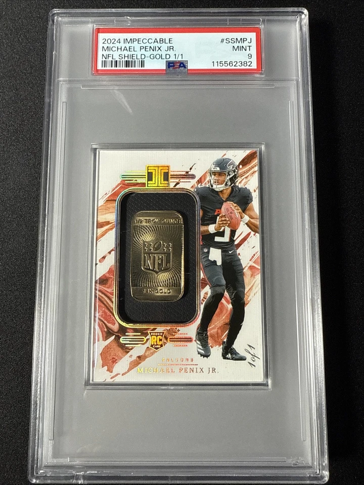 2024 Panini Impeccable Gold Bar Michael Penix Jr. Rookie 1/1 - PSA 9 - Image 3