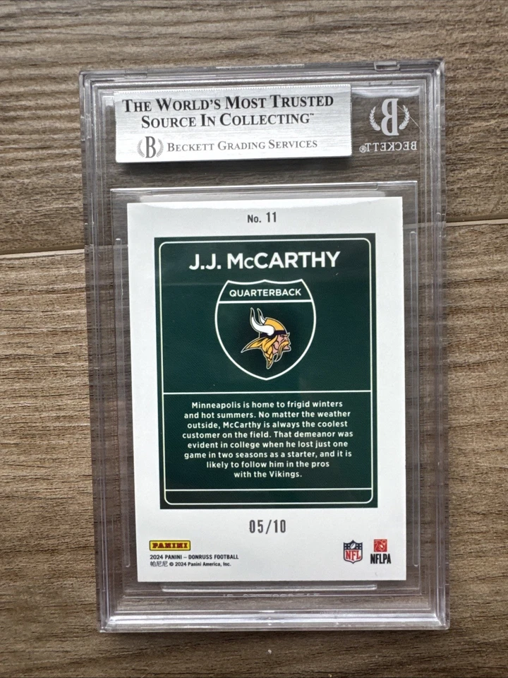 2024 DONRUSS DOWNTOWN GOLD JJ MCCARTHY BGS 9 VIKINGS - Image 2