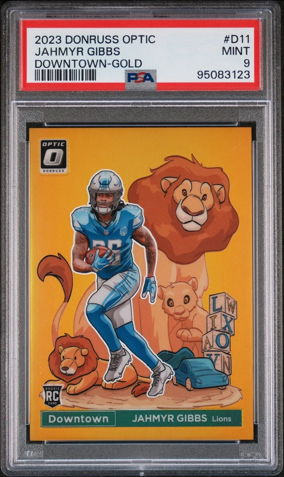 2023 Panini Donruss Optic Downtown Jahmyr Gibbs #D-11 Gold /10 (RC) Pop 2