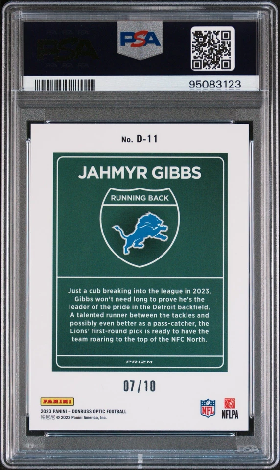 2023 Panini Donruss Optic Downtown Jahmyr Gibbs #D-11 Gold /10 (RC) Pop 2 - Image 2