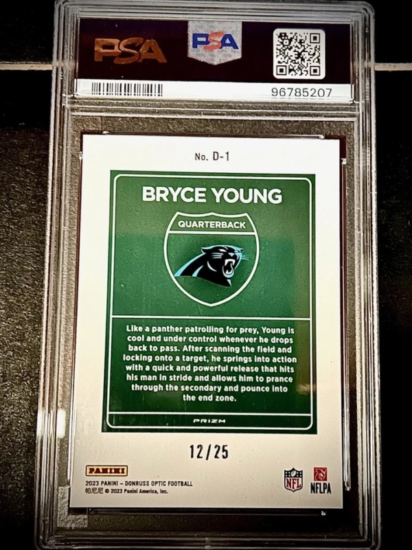 2023 Donruss Optic - Bryce Young (Rookie) #D-1 BLACK PANDORA Downtown /25 PSA 10 - Image 2