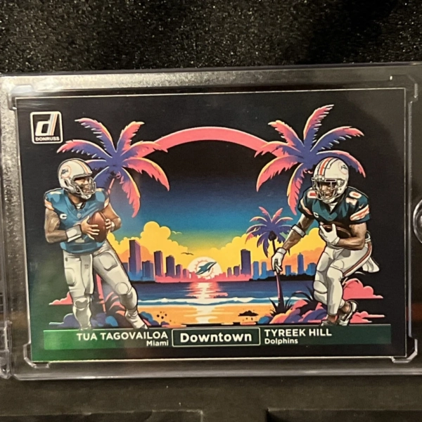 2024 Panini Donruss Dual Downtown Tua Tagovailoa, Tyreek Hill. 1/1 Very Rare - Image 9