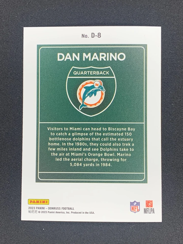 2023 Panini Donruss Downtown Dan Marino #D-8 Dolphins - Image 2