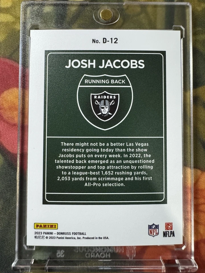2023 Panini Donruss - Josh Jacobs Downtown #D-12 SSP Case Hit Raiders - Image 3