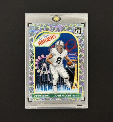 2023 Donruss Optic Josh Jacobs Downtown SSP Case Hit #D-12 Raiders - Gem Centred