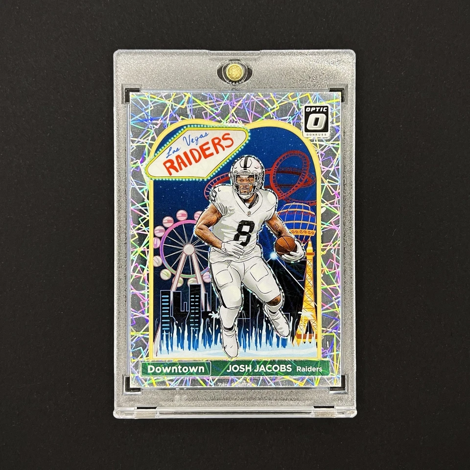 2023 Donruss Optic Josh Jacobs Downtown SSP Case Hit #D-12 Raiders - Gem Centred