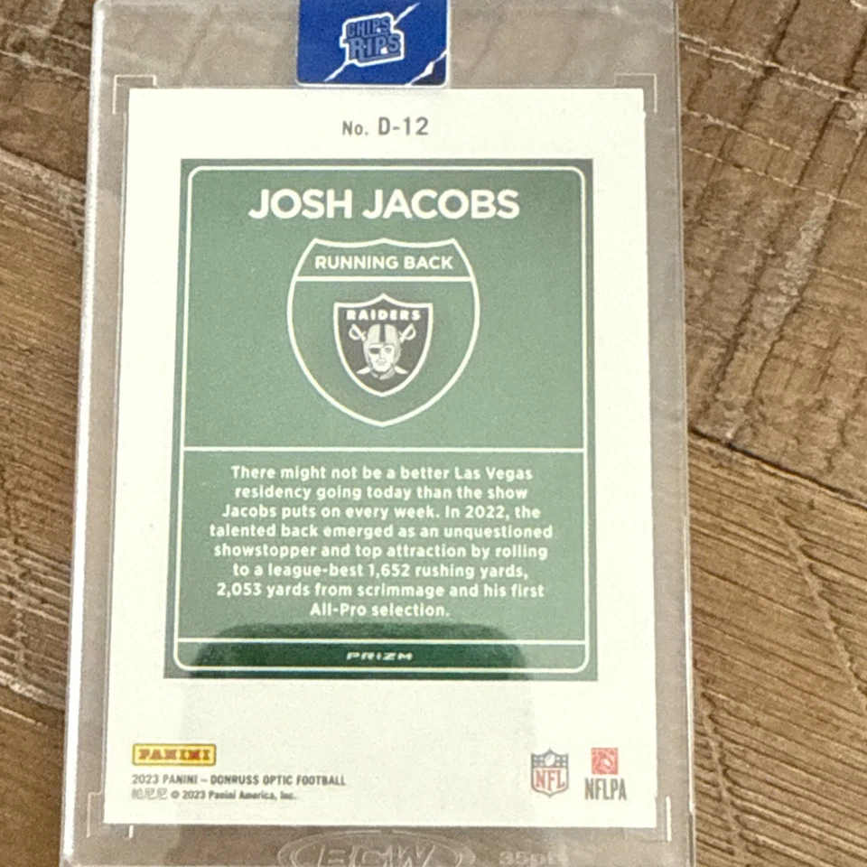 2023 Panini Donruss Optic - Downtown Josh Jacobs #D-12 - Image 4