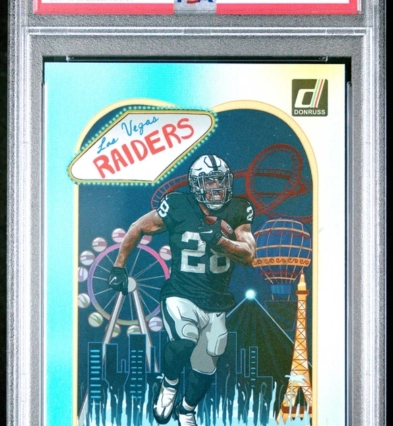 2023 Panini Donruss Downtown! Josh Jacobs #D12 PSA 10 Raiders
