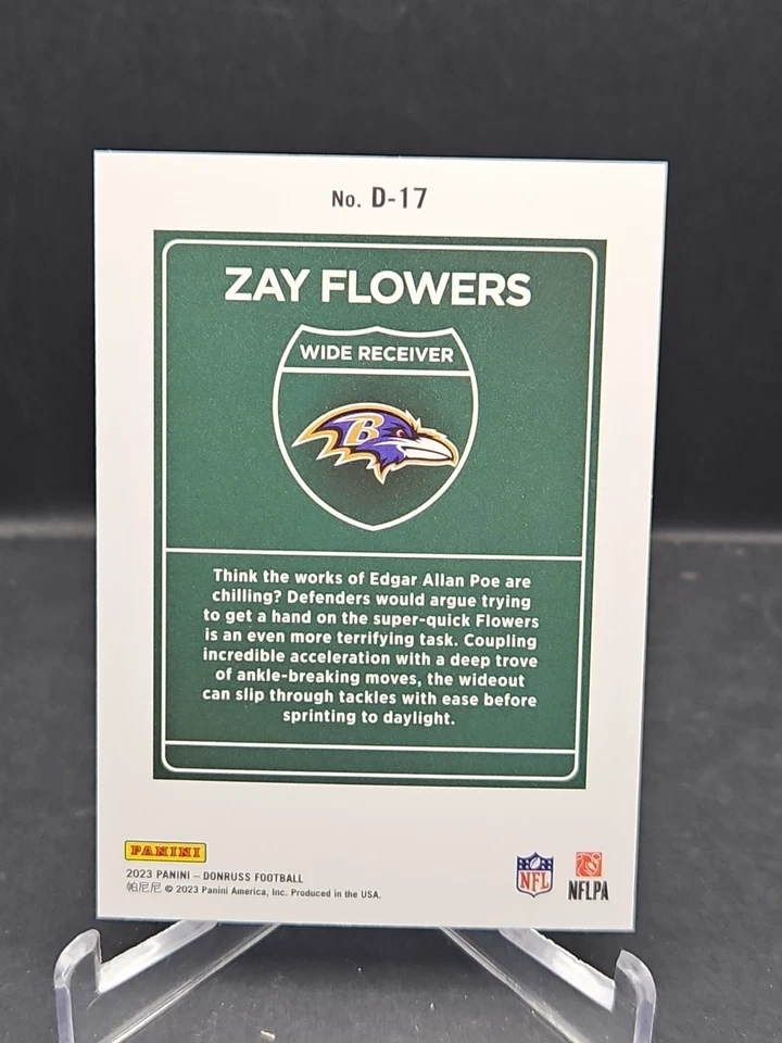 2023 Panini Donruss - Downtown! Zay Flowers #D-17 (RC) - Image 3