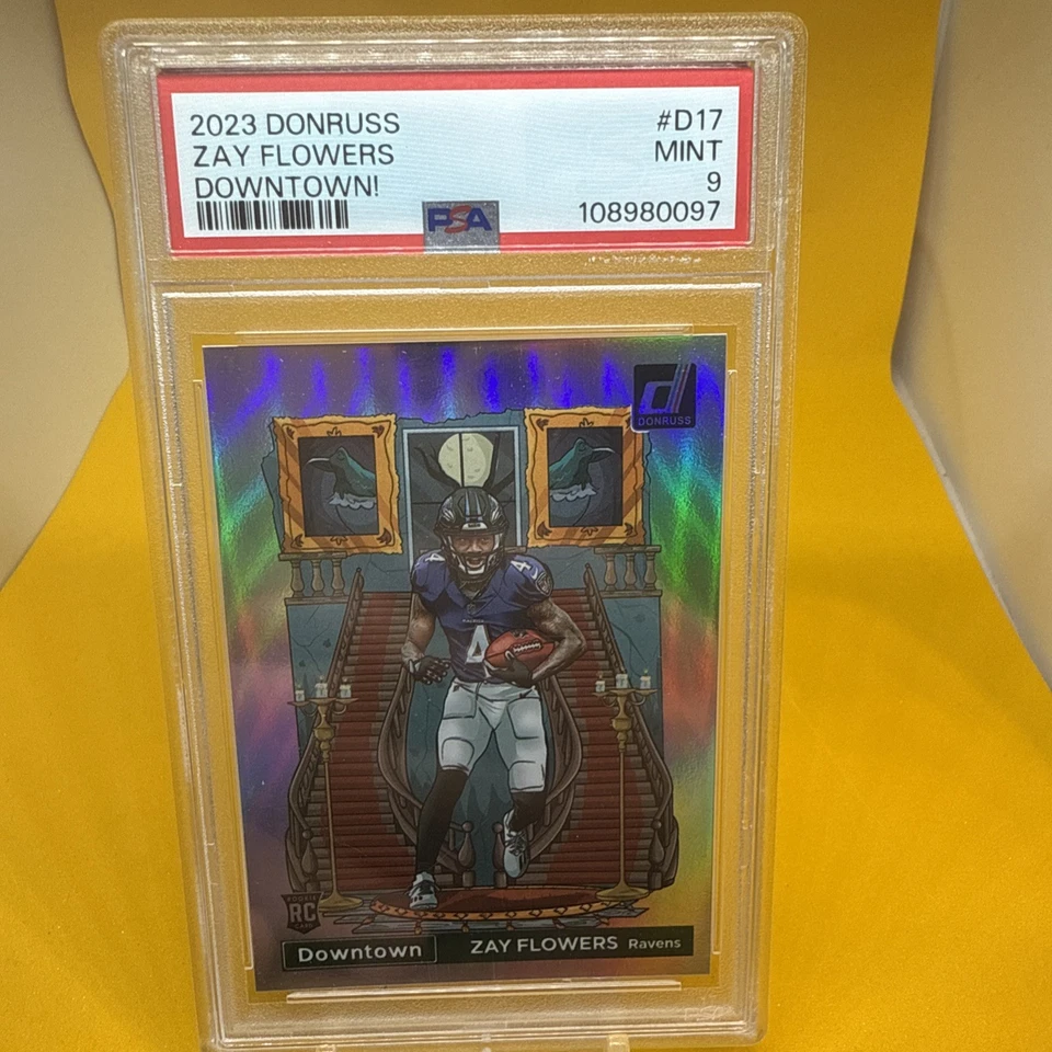 2023 Panini Donruss - Downtown Zay Flowers RC #D17 Case Hit! PSA 9 Ravens