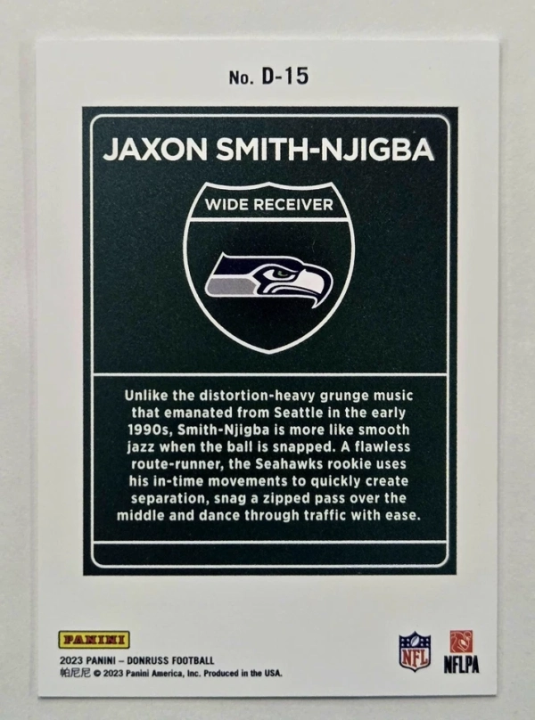 2023 Panini Donruss - Downtown! Jaxon Smith-Njigba #D-15 (RC) Seattle Seahawks - Image 2