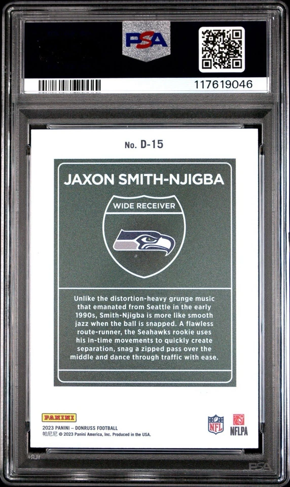 Jaxon Smith-Njigba ~ 2023 Panini Donruss Downtown! #D15 RC Rookie ~ PSA 9 (Mint) - Image 2