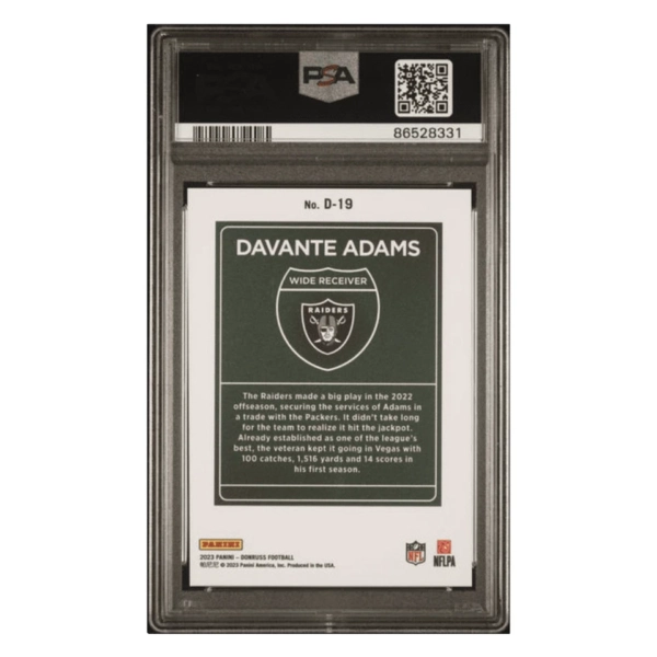 Davante Adams PSA 10 2023 Panini Donruss Downtown! Card #D19 - Image 2