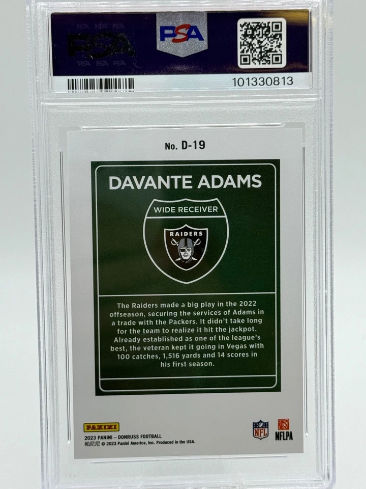 2023 PANINI DONRUSS DOWNTOWN! #D19 DAVANTE ADAMS PSA 9 Raiders (Rams) - Image 2