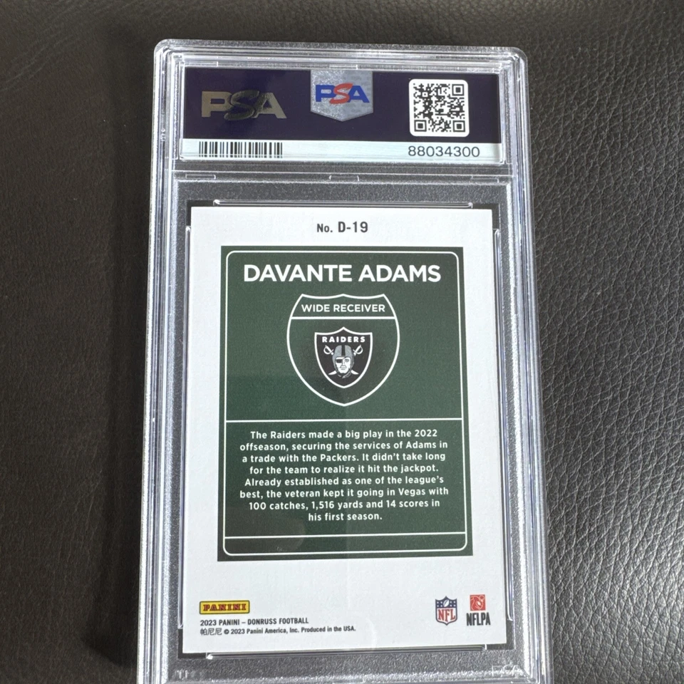 2023 DAVANTE ADAMS PANINI DONRUSS DOWNTOWN! D19 SSP CASE HIT PSA 9 - Image 2