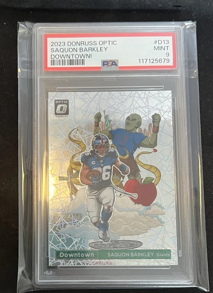 2023 PANINI DONRUSS OPTIC SAQUON BARKLEY DOWNTOWN! #D13 PSA 9 MNT GIANTS - Image 3