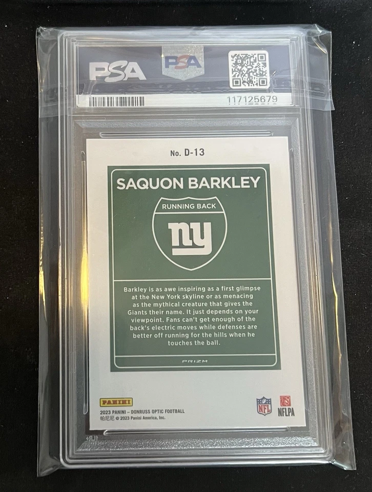 2023 PANINI DONRUSS OPTIC SAQUON BARKLEY DOWNTOWN! #D13 PSA 9 MNT GIANTS - Image 2