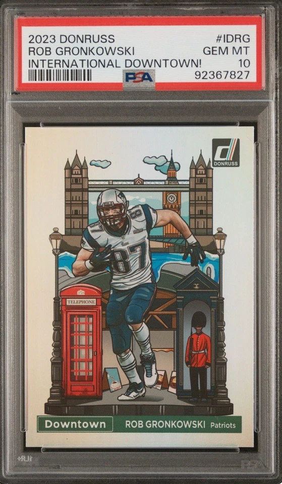 Super Rare!!! 2023 Donruss Rob Gronkowski International Downtown PSA 10 Pop 9