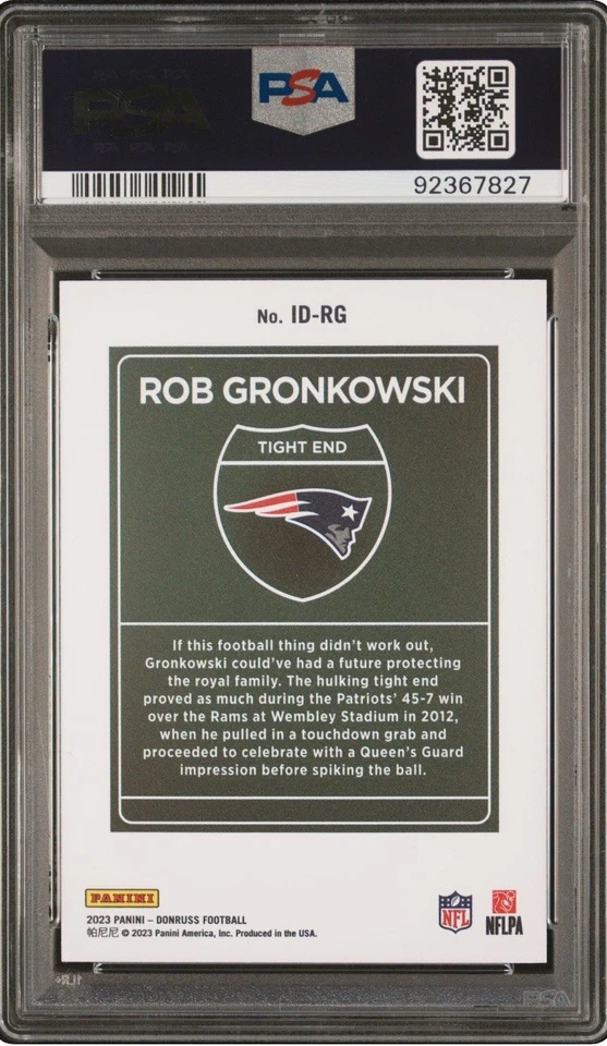 Super Rare!!! 2023 Donruss Rob Gronkowski International Downtown PSA 10 Pop 9 - Image 2