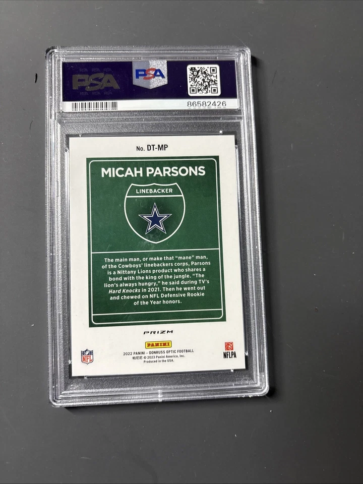 2022 Panini Donruss Optic Downtown Micah Parsons #DT-MP PSA 10 - Image 3