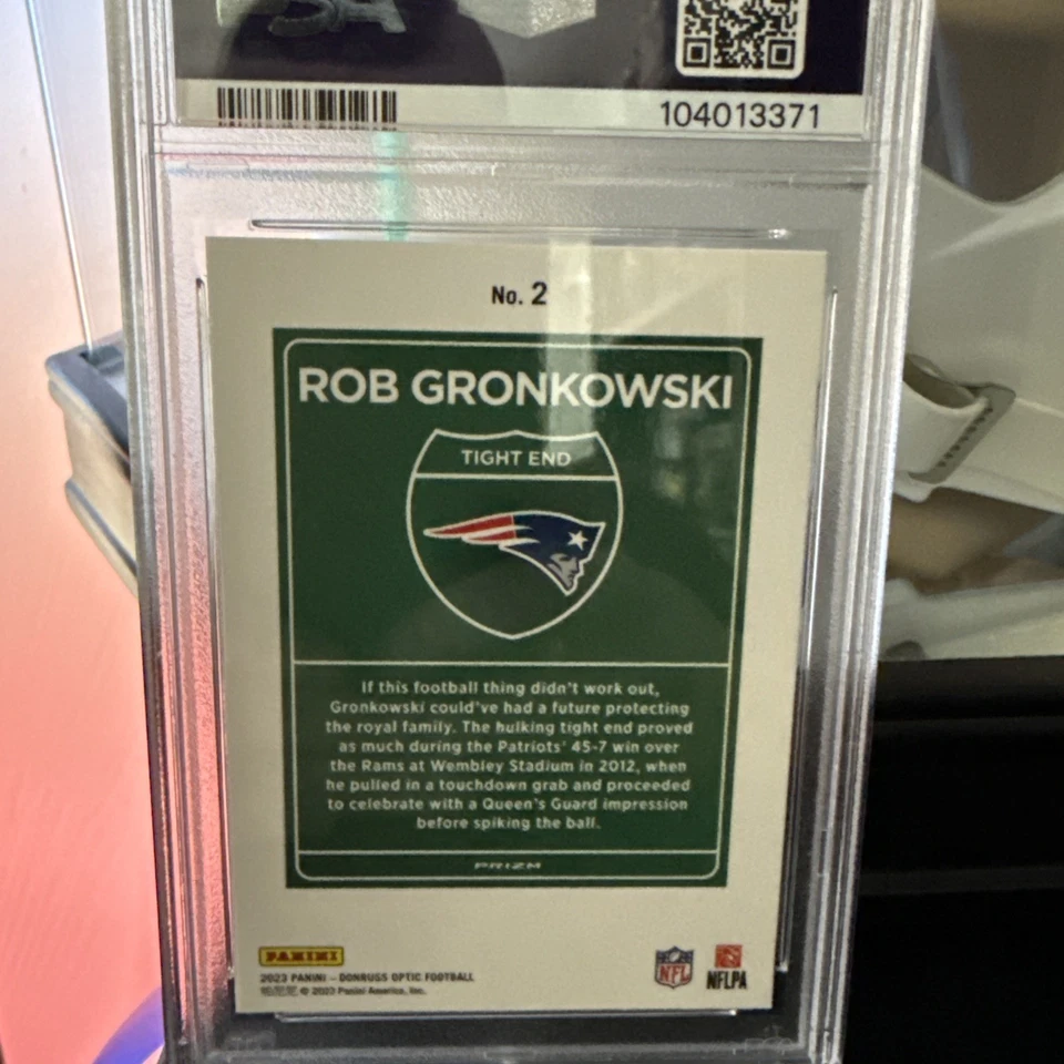 2023 Panini Donruss Optic Rob Gronkowski #2 International Downtown PSA 10 GEM MT - Image 2