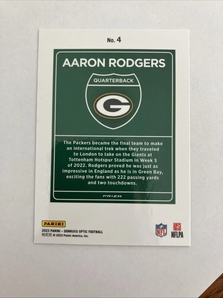2023 PANINI DONRUSS OPTIC INTERNATIONAL DOWNTOWN #4 AARON RODGERS - Image 4