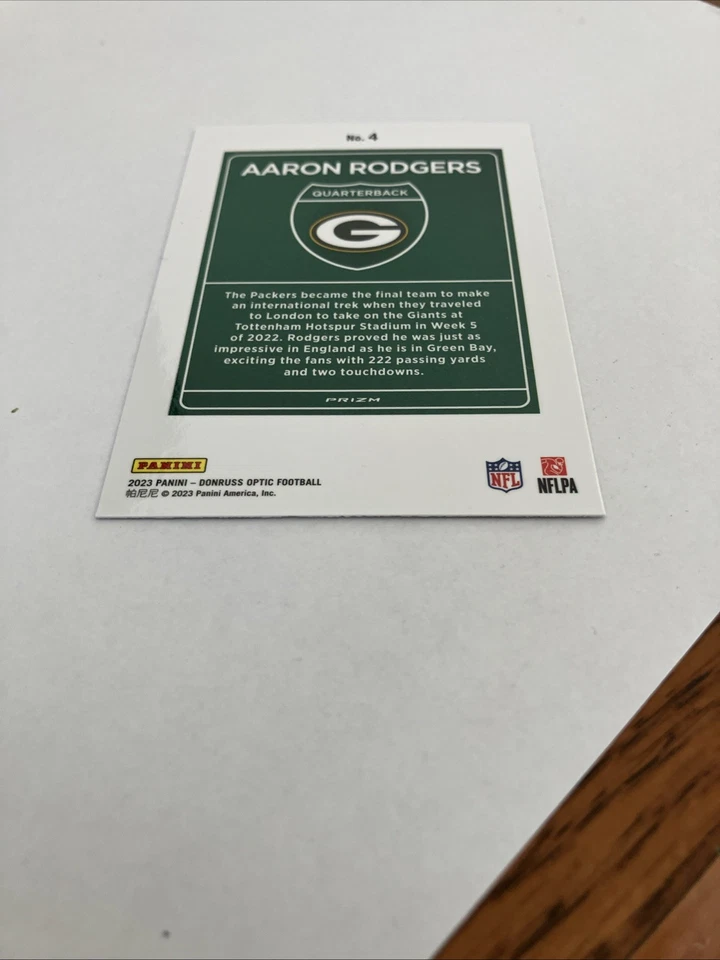 2023 PANINI DONRUSS OPTIC INTERNATIONAL DOWNTOWN #4 AARON RODGERS - Image 3