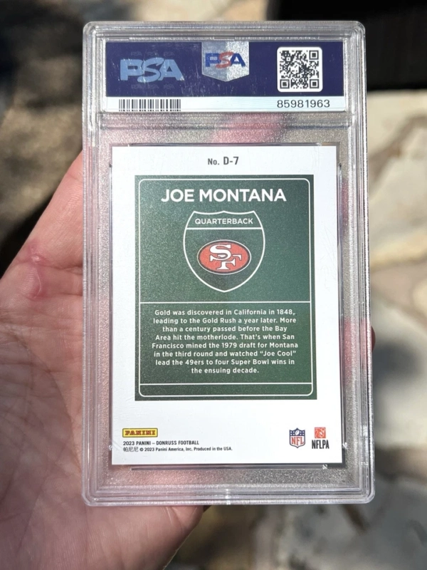 JOE MONTANA PSA 10 2023 PANINI DONRUSS #D-7 DOWNTOWN! SSP 49ERS PSA 9 - Image 2