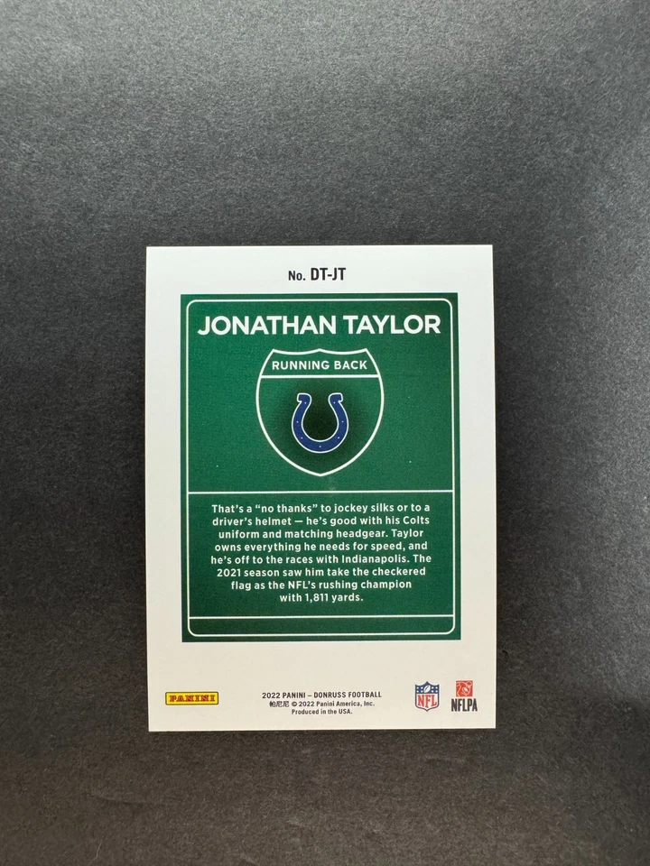 Jonathan Taylor 2022 Panini Donruss Downtown #DT-JT - Image 2