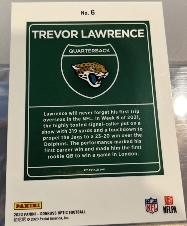 2023 Panini Donruss Optic - International Downtown Trevor Lawrence #6 - Image 2