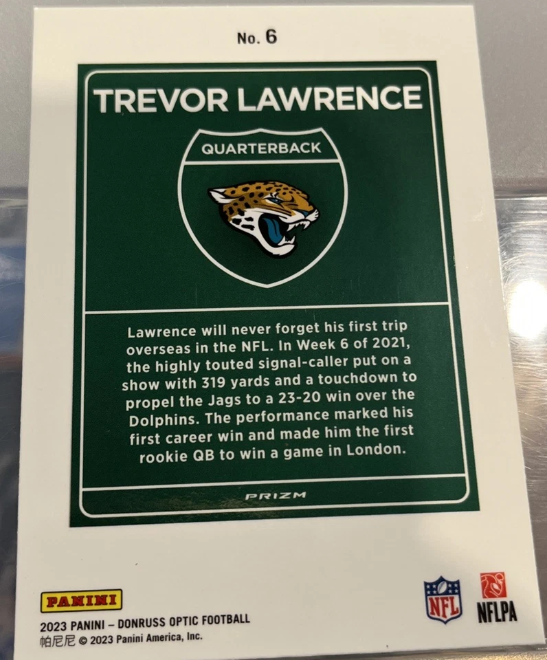 2023 Panini Donruss Optic - International Downtown Trevor Lawrence #6 - Image 2