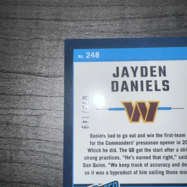 2024 Panini Donruss Optic JAYDEN DANIELS #13/149 Flex Emoji Rated Rookie RC SP - Image 4