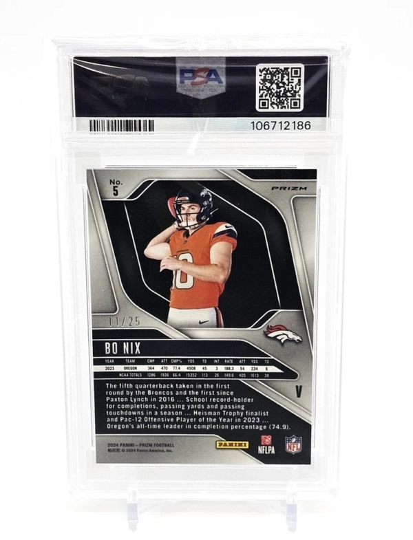 2024 Prizm Rookie Mojo /25 Bo Nix QB Denver Broncos PSA 10 - Image 2