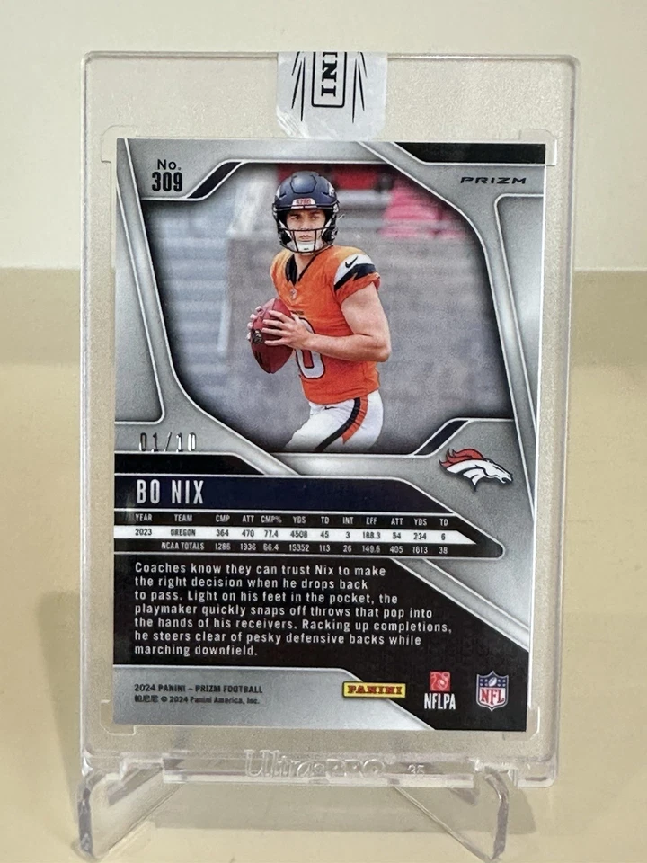 2024 Prizm Choice Bo Nix Gold Scope 01/10 Broncos Factory Sealed - Image 3