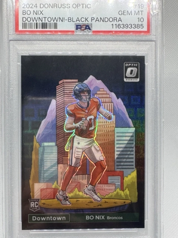 2024 Donruss Optic Downtown Black Pandora Bo Nix RC Rookie 08/25 PSA 10 GEM MINT