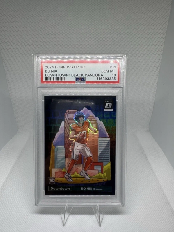2024 Donruss Optic Downtown Black Pandora Bo Nix RC Rookie 08/25 PSA 10 GEM MINT - Image 10