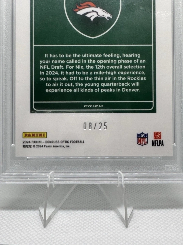 2024 Donruss Optic Downtown Black Pandora Bo Nix RC Rookie 08/25 PSA 10 GEM MINT - Image 6