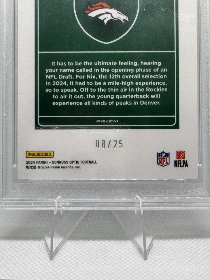 2024 Donruss Optic Downtown Black Pandora Bo Nix RC Rookie 08/25 PSA 10 GEM MINT - Image 6