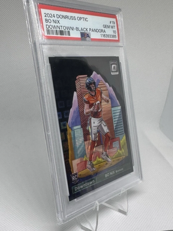 2024 Donruss Optic Downtown Black Pandora Bo Nix RC Rookie 08/25 PSA 10 GEM MINT - Image 5