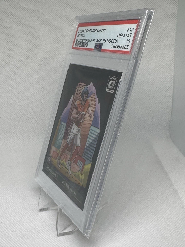 2024 Donruss Optic Downtown Black Pandora Bo Nix RC Rookie 08/25 PSA 10 GEM MINT - Image 4