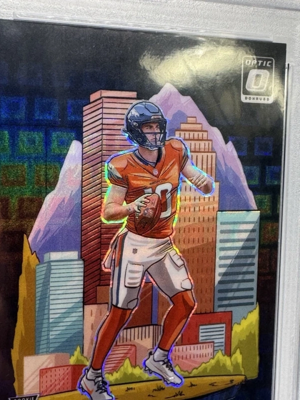 2024 Donruss Optic Downtown Black Pandora Bo Nix RC Rookie 08/25 PSA 10 GEM MINT - Image 2