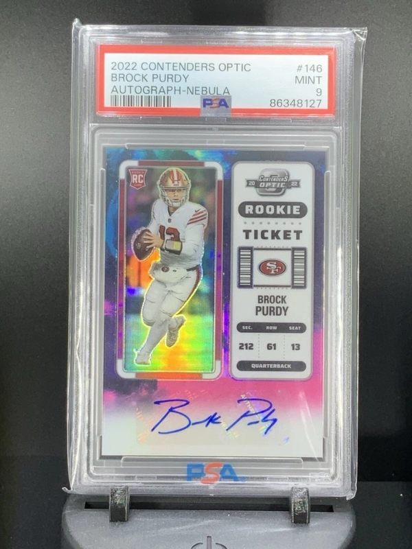 2022 Panini Contenders Optic Brock Purdy Nebula Auto 2/2 49ers POP 1 PSA 9 MINT