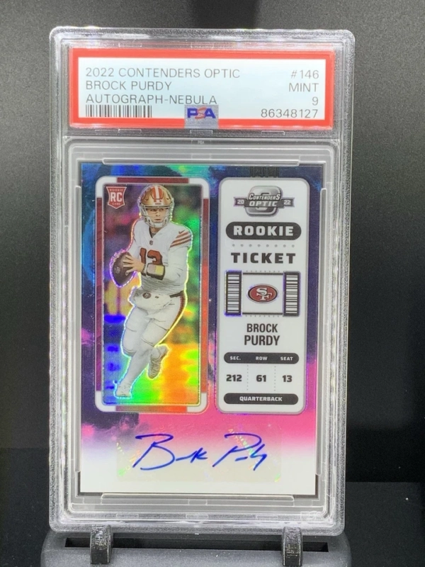 2022 Panini Contenders Optic Brock Purdy Nebula Auto 2/2 49ers POP 1 PSA 9 MINT - Image 5