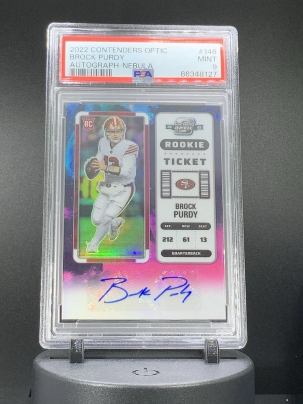 2022 Panini Contenders Optic Brock Purdy Nebula Auto 2/2 49ers POP 1 PSA 9 MINT - Image 4