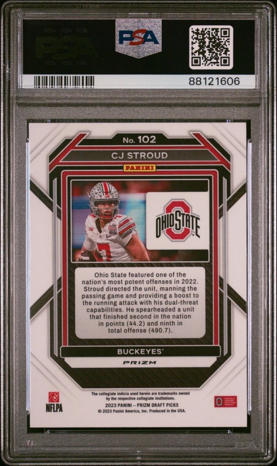 2023 Prizm Draft Picks CJ Stroud RC Gold Ice Prizm #102 Texans PSA 10 GEM MINT - Image 2