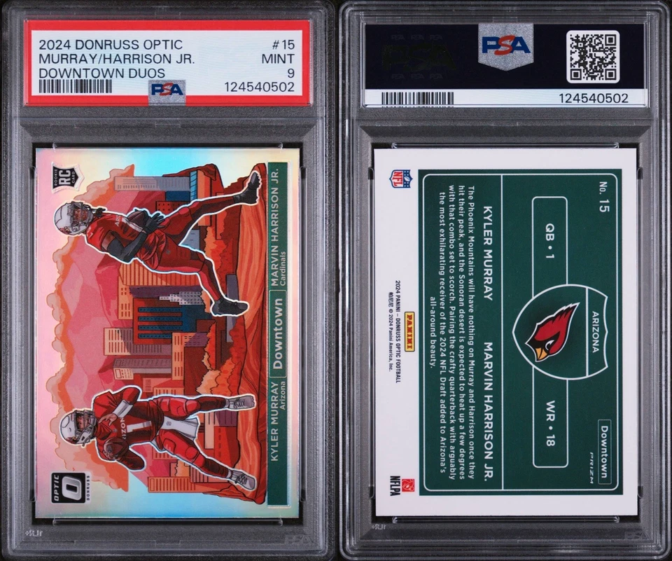 2024 PANINI DONRUSS OPTIC DOWNTOWN DUOS KYLER MURRAY/MARVIN HARRISON JR. PSA 9 - Image 2