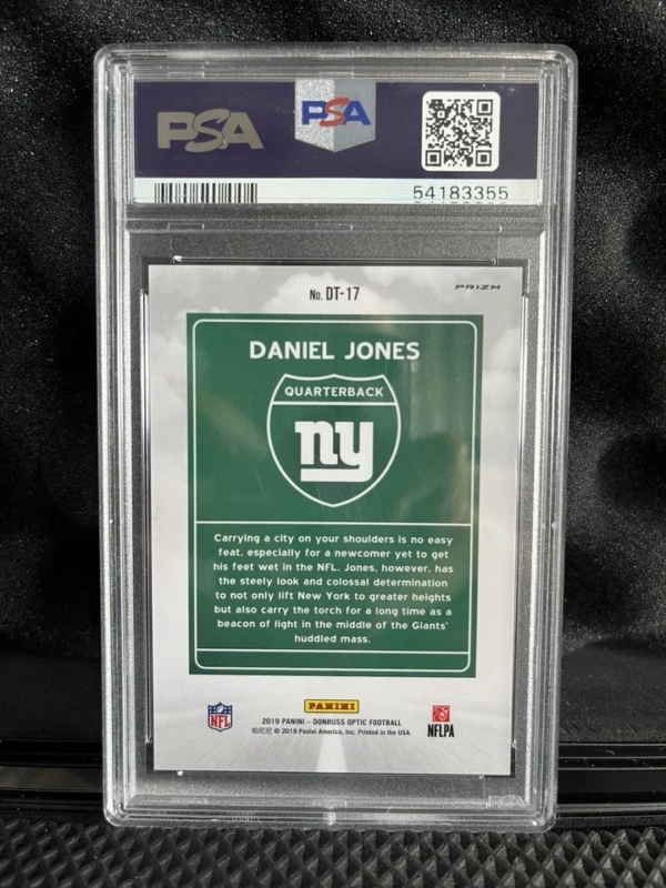 2019 Panini Donruss Optic DANIEL JONES Rookie Downtown!! RC #DT-17 PSA 9! - Image 2
